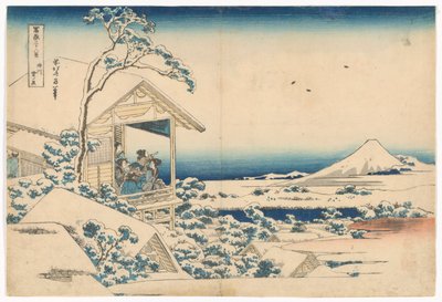 Koishikawa op een Sneeuwige Ochtend, uit de serie Zesendertig Zichten op de Berg Fuji door Katsushika Hokusai