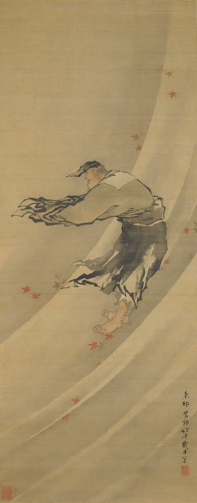 Liezi in de wind door Katsushika Hokusai