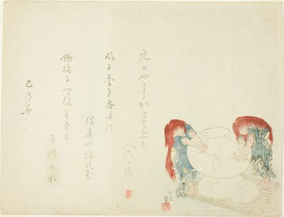 Making mochi door Katsushika Hokusai