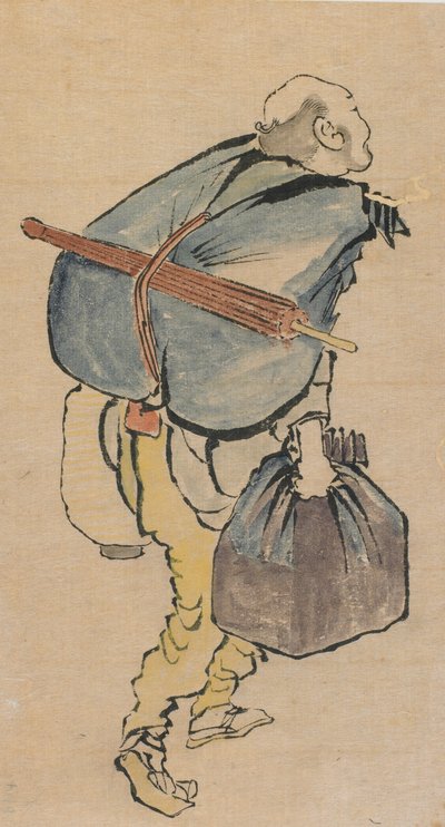 Man met rugzak en lantaarn, laat 18e-vroeg 19e eeuw door Katsushika Hokusai