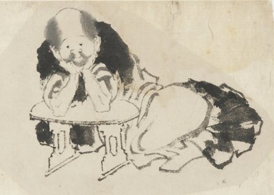 Man zittend met een armleuning, Edo-periode door Katsushika Hokusai