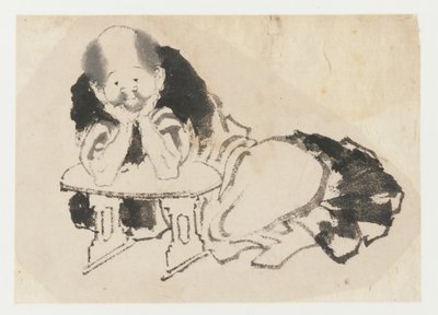 Man zittend met een armleuning, Edo-periode, 19e eeuw door Katsushika Hokusai