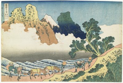 Minobu-rivier en de berg Fuji gezien vanaf de achterkant, 1831-1834 door Katsushika Hokusai