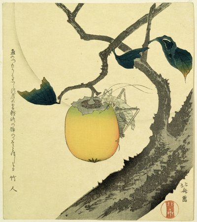 Maan, Kaki en Sprinkhaan, 1807 door Katsushika Hokusai