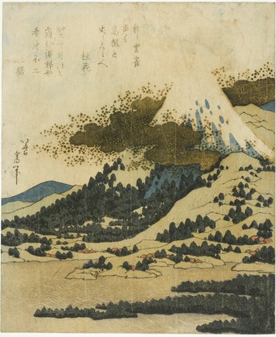 Mount Fuji vanaf het Ashi-meer in Hakone door Katsushika Hokusai