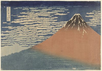 Mount Fuji bij helder weer (ook bekend als Rode Fuji) door Katsushika Hokusai