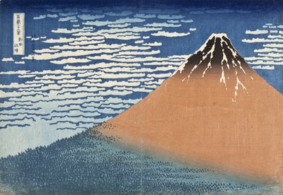 Mount Fuji bij helder weer (ook bekend als Rode Fuji) door Katsushika Hokusai
