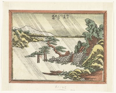 Nachtelijke regen te Karasaki door Katsushika Hokusai