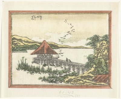 Neerstrijkende ganzen te Katata door Katsushika Hokusai