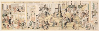 Nieuwjaarsdag in het Ōgiya-bordeel, Yoshiwara door Katsushika Hokusai