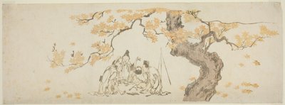 Nachtwakers onder esdoorn door Katsushika Hokusai