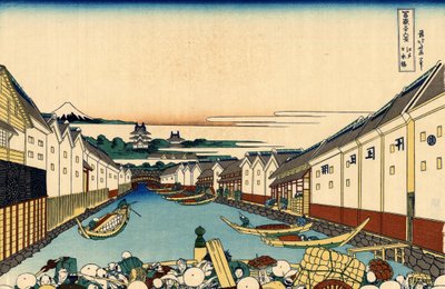 Nihonbashi brug in Edo, c.1830 door Katsushika Hokusai