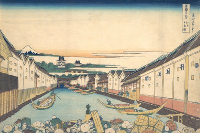 Nihonbashi in Edo, uit de serie Zesendertig gezichten op de berg Fuji door Katsushika Hokusai