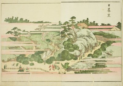 Nippori, uit het geïllustreerde boek "Prentenboek van vermaak van het Oosten" door Katsushika Hokusai