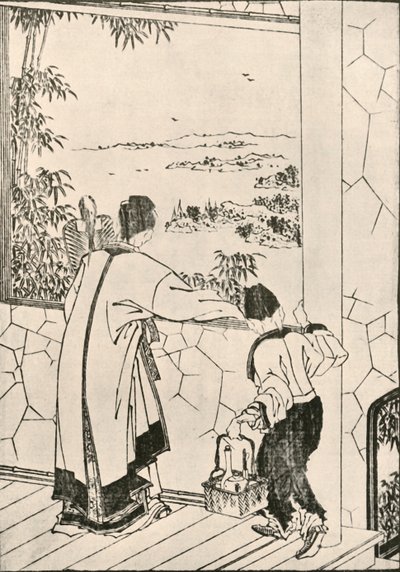 Mensen die uit een raam kijken, laat 18e-begin 19e eeuw, 1924 door Katsushika Hokusai