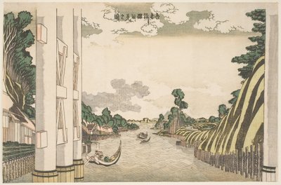 Afbeelding van de Sumida-rivier gezien vanaf de Azuma-brug door Katsushika Hokusai