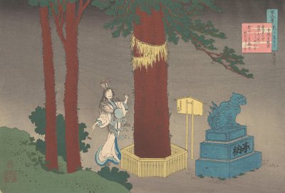 Gedicht door Chunagon Atsutada Fujiwara no Asatada, uit de serie Honderd Gedichten Verklaard door Katsushika Hokusai