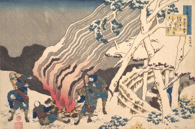 Gedicht van Minamoto no Muneyuki Ason, uit de serie Honderd gedichten uitgelegd door de ..., ca. 1835 door Katsushika Hokusai