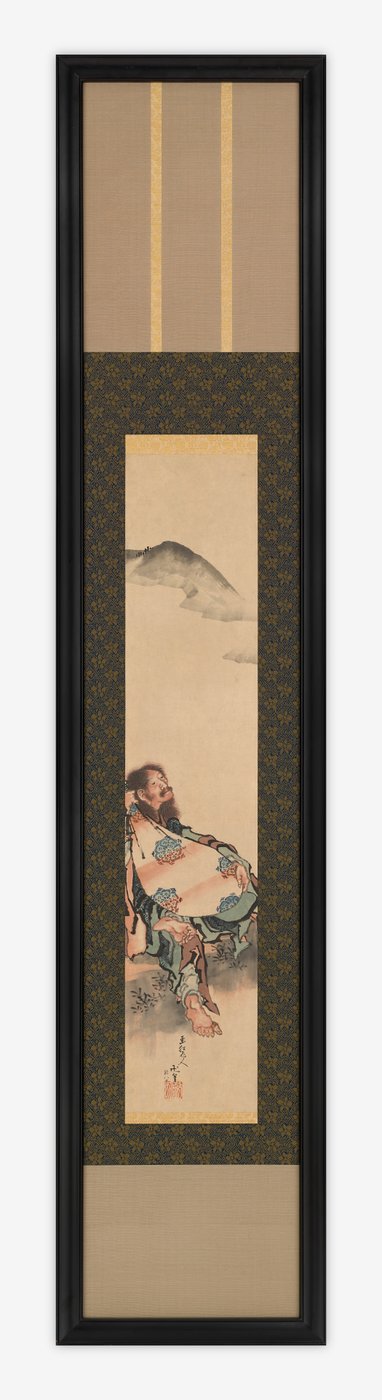 Dichter Semimaru met zijn luit in een tas, Edo-periode, 1839 door Katsushika Hokusai