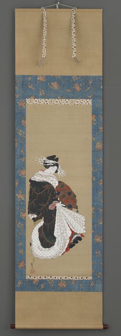 Portret van een Wandelende Courtisane door Katsushika Hokusai