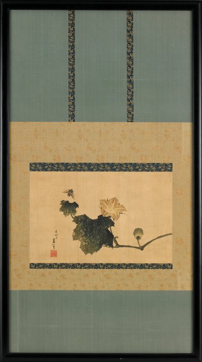 Pompoenrank en paardenvlieg, ca. 1825-1833 door Katsushika Hokusai