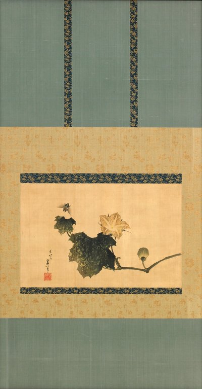 Pompoen en wijnstok en paardenvlieg, Edo-periode, c.1825 door Katsushika Hokusai