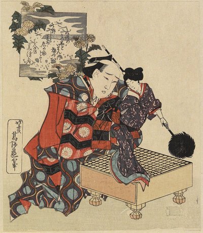 Poppetje op Go-spelbord, 1820-1834 door Katsushika Hokusai