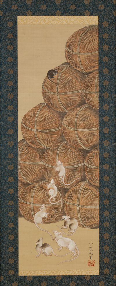 Ratten en Rijstbalen, Edo-periode, 1843 door Katsushika Hokusai