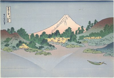Reflectie van Fuji in het Meer Misaka in de Provincie Kai, uit de serie Zesendertig Zichten op de Berg Fuji door Katsushika Hokusai