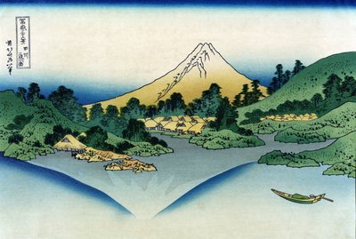 Reflectie van de berg Fuji in het Kawaguchi-meer gezien vanaf de Misaka-pas in de provincie Kai (uit zesendertig gezichten op de berg Fuji). Prenten door Katsushika Hokusai (1760-1849) door Katsushika Hokusai