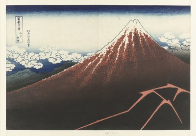 Regenstorm aan de voet van de berg door Katsushika Hokusai