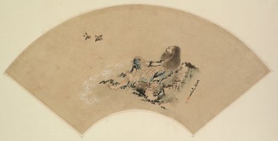 Risshi aan zee kijkt naar vogels, late 1700s-1849 door Katsushika Hokusai