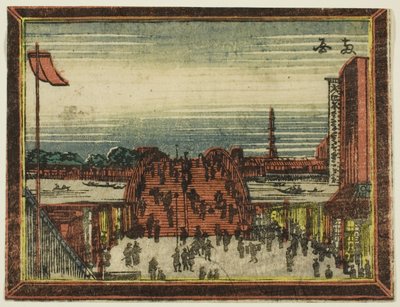 Ryogoku Brug, uit de serie Hollandse Stijl Afbeeldingen: Acht Zichten van Edo (Oranda gakyo Edo hakkei) door Katsushika Hokusai