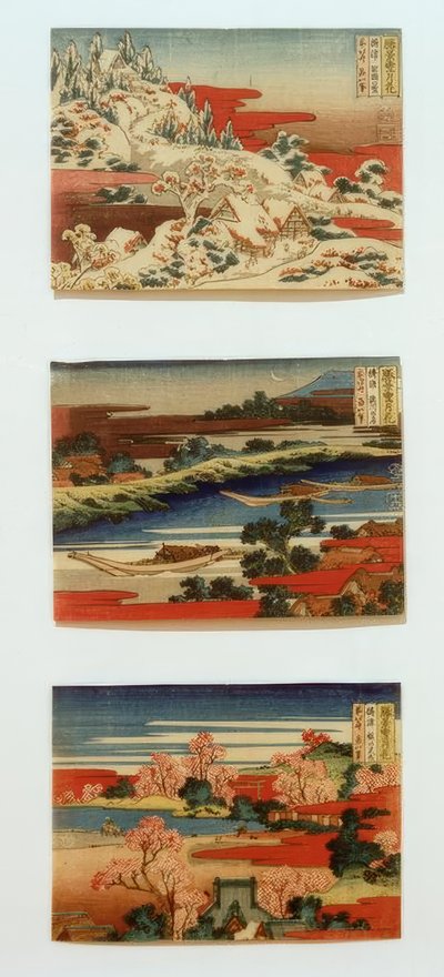Sneeuw, Maan en Bloemen in Mooie Landschappen door Katsushika Hokusai