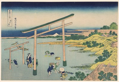 Kust bij Nobutoura (Nobutoura), uit de serie "Zesendertig gezichten op de berg Fuji (Fugaku sanjurokkei)" door Katsushika Hokusai