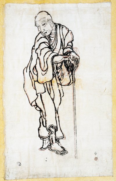 Zelfportret als oude man, ca. 1840-49 door Katsushika Hokusai