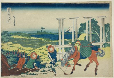 Senju Musashi Provincie, uit de serie "Zesendertig Zichten op de Berg Fuji" door Katsushika Hokusai