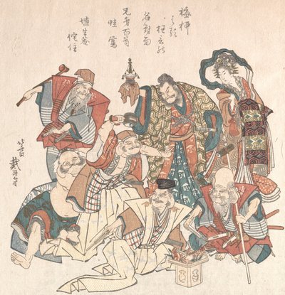 Zeven goden van het geluk, 1808-27 door Katsushika Hokusai