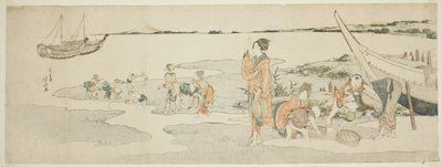 Schelpdieren verzamelen door Katsushika Hokusai