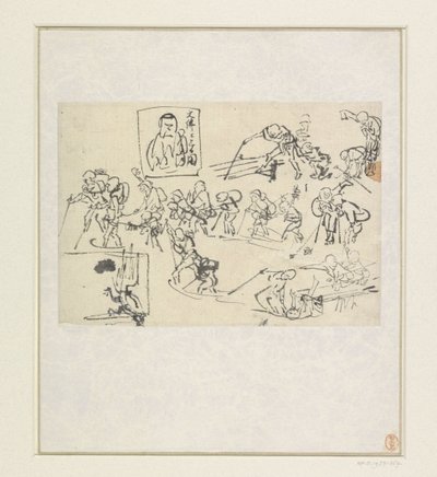 Shishi-schetsen door Katsushika Hokusai
