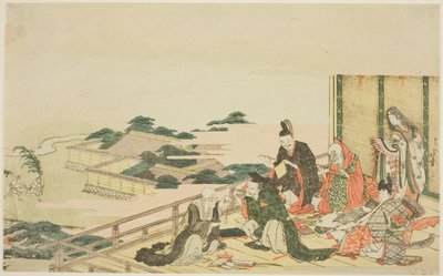 Zes onsterfelijke dichters bereiden zich voor op het Tanabata-festival door Katsushika Hokusai