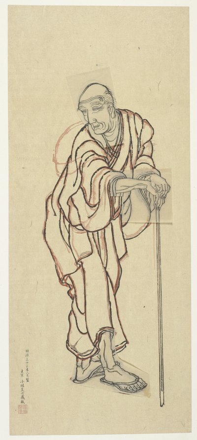 Schets voor een houtsnede door Katsushika Hokusai