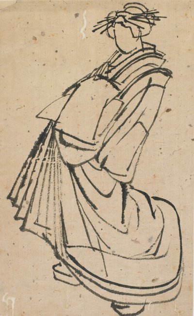 Schets van een courtisane, eind 18e-begin 19e eeuw door Katsushika Hokusai