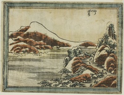 Sneeuw bij Schemering in Hira, uit de serie Acht Zichten van Omi in Etsstijl door Katsushika Hokusai