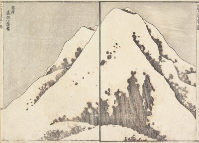 Sneeuw op de top van de Tsukuba-berg in de provincie Hitachi, 1817 door Katsushika Hokusai