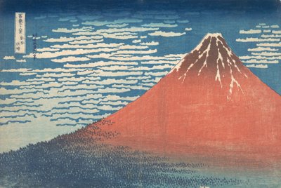 Zuidelijke wind, heldere hemel (Rode Fuji), uit de serie door Katsushika Hokusai