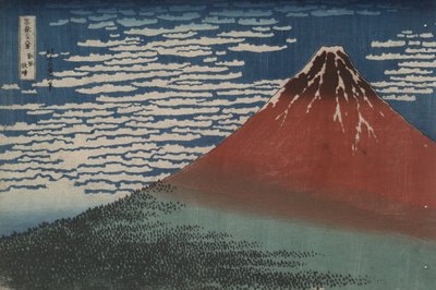 Zuidelijke Wind bij Heldere Dageraad, ook bekend als Rode Fuji, uit de serie Zesendertig Zichten op de Fuji door Katsushika Hokusai