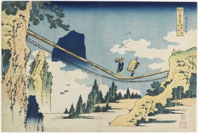 Hangbrug tussen Hida en Etchu-provincies door Katsushika Hokusai