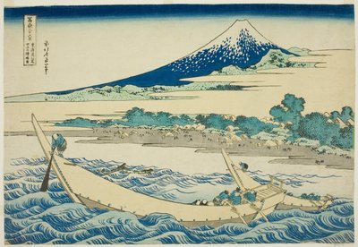 Tagobaai bij Ejiri aan de Tokaido, uit de serie "Zesendertig Zichten op de Fuji" door Katsushika Hokusai
