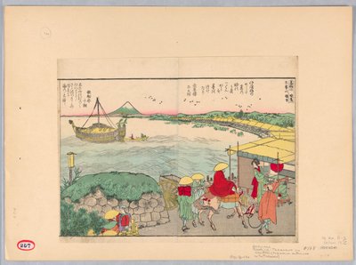 De ingang van Takanawa naar de Tokaido (Takanawa no chidori) door Katsushika Hokusai
